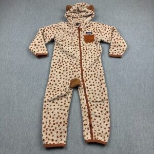 Patagonia Kids Fleece Jumpsuit - White and Brown